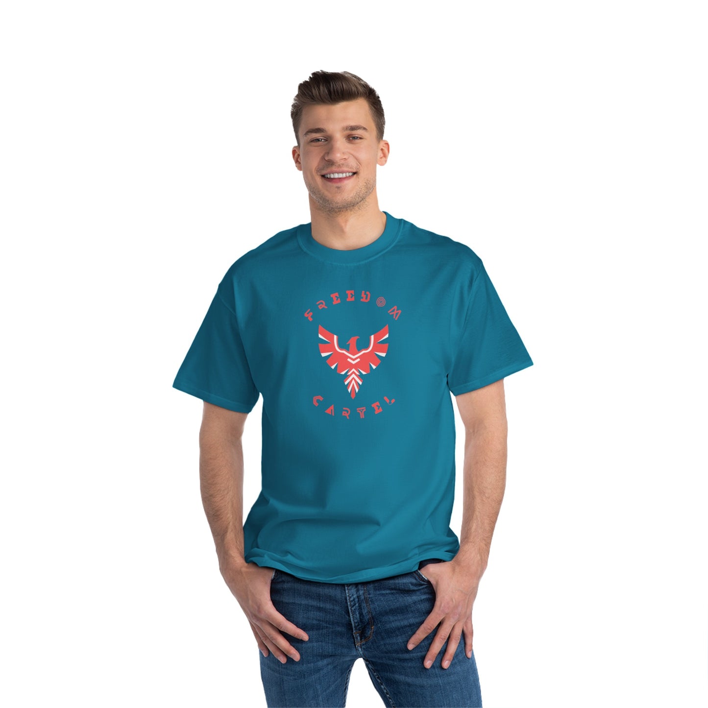 Beefy-T® Short-Sleeve T-Shirt with FREEDOM CARTEL logo