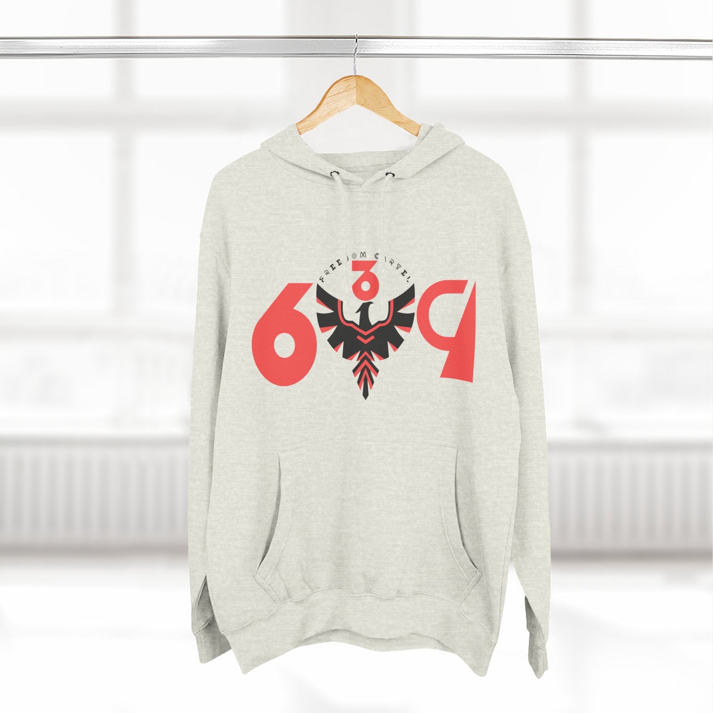 Fleece Hoodie with FREEDOM CARTEL 6-3-9 logo front an back