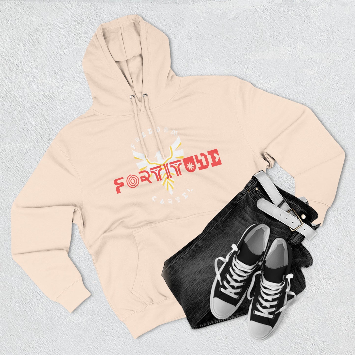 Fleece Hoodie with FREEDOM CARTEL FOTITUDE logo