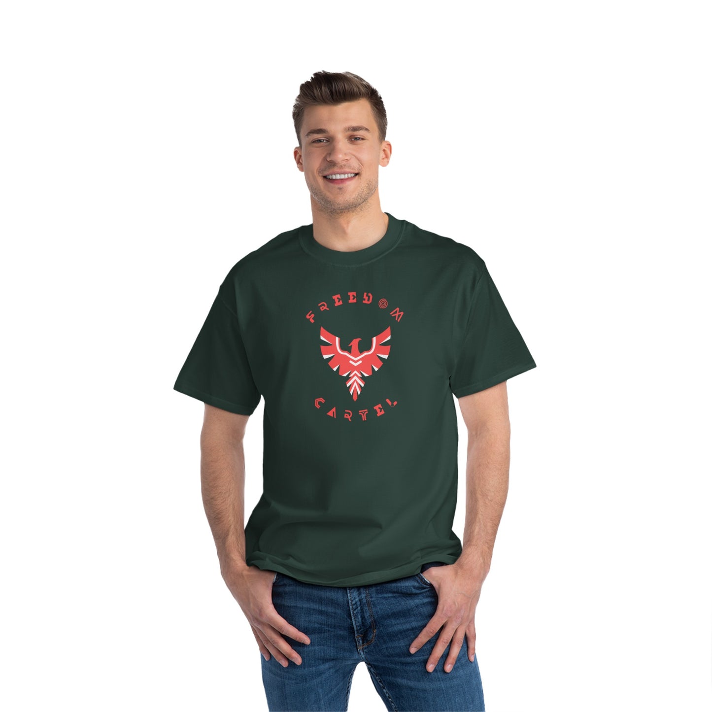 Beefy-T® Short-Sleeve T-Shirt with FREEDOM CARTEL logo