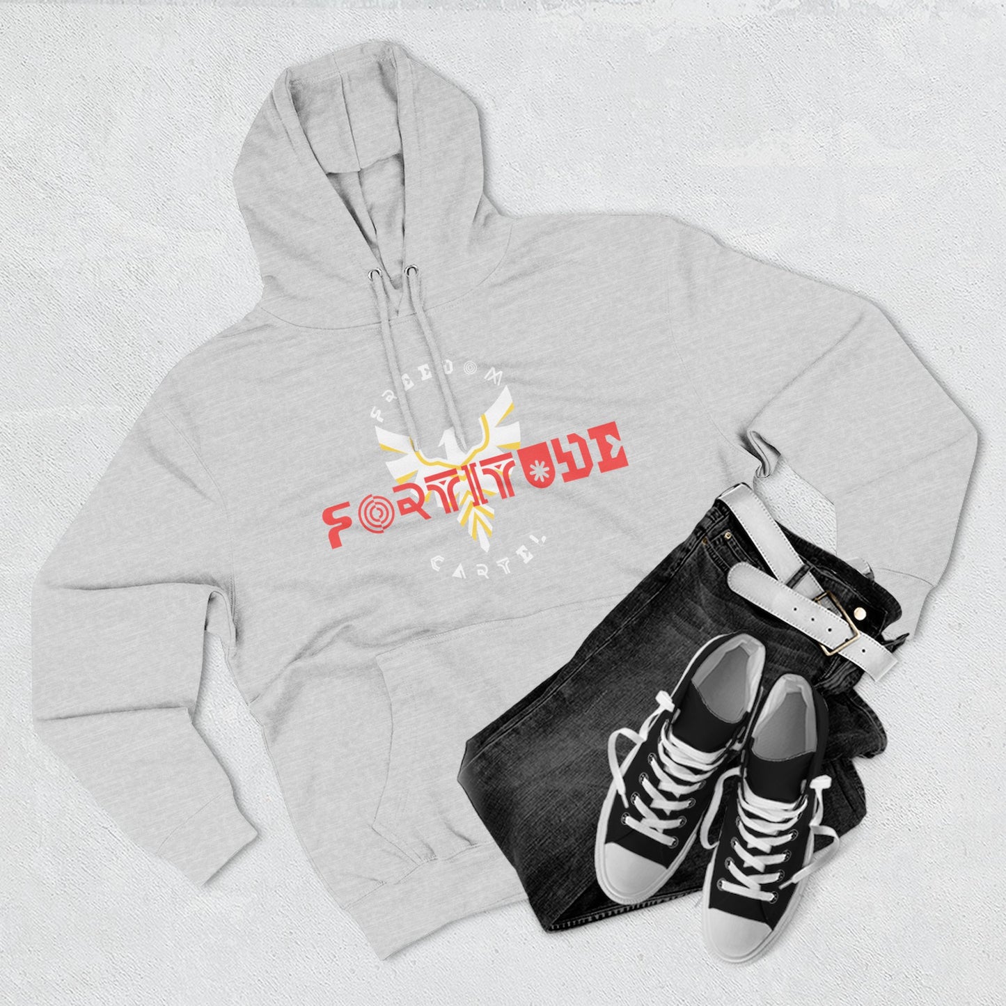 Fleece Hoodie with FREEDOM CARTEL FOTITUDE logo