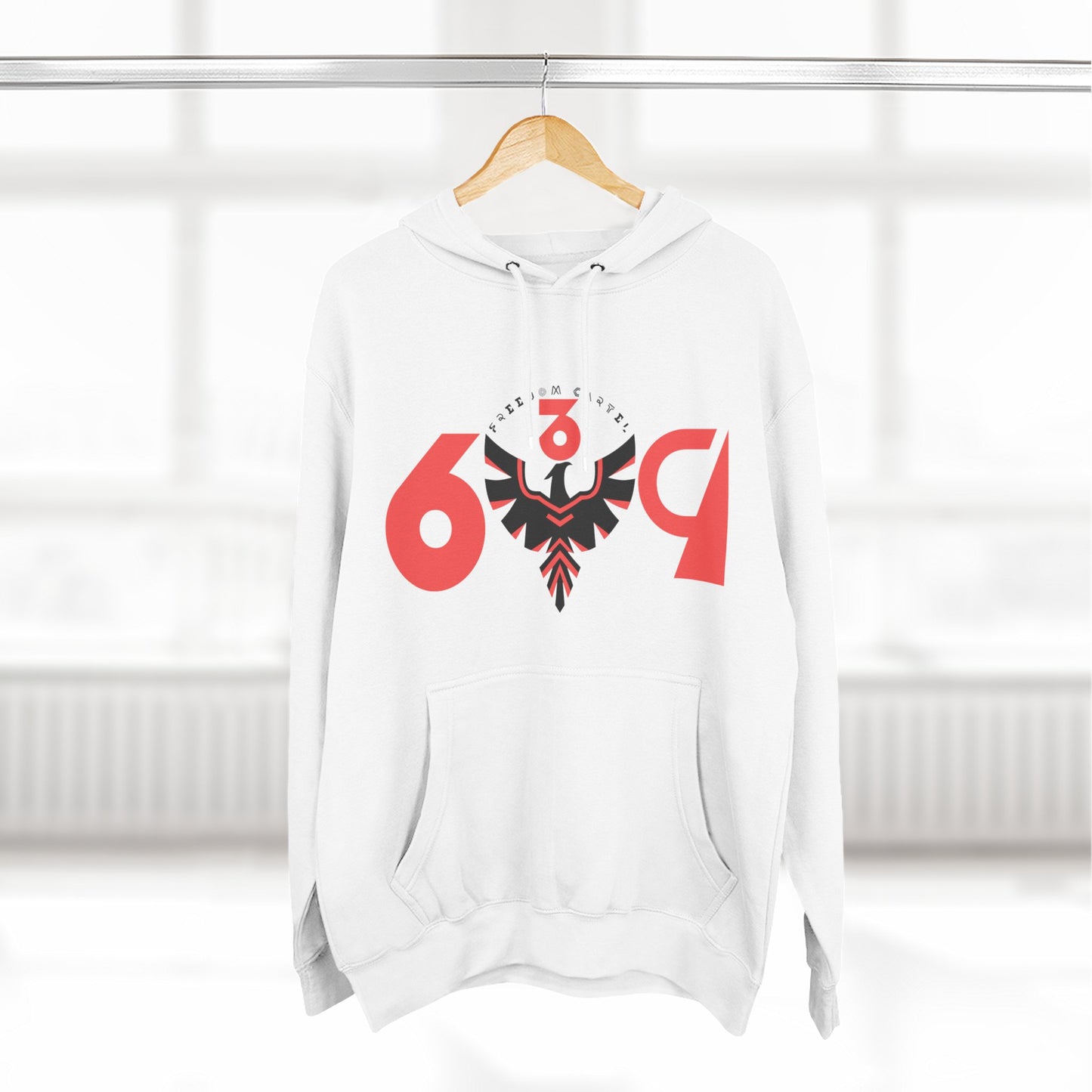 Fleece Hoodie with FREEDOM CARTEL 6-3-9 logo front an back
