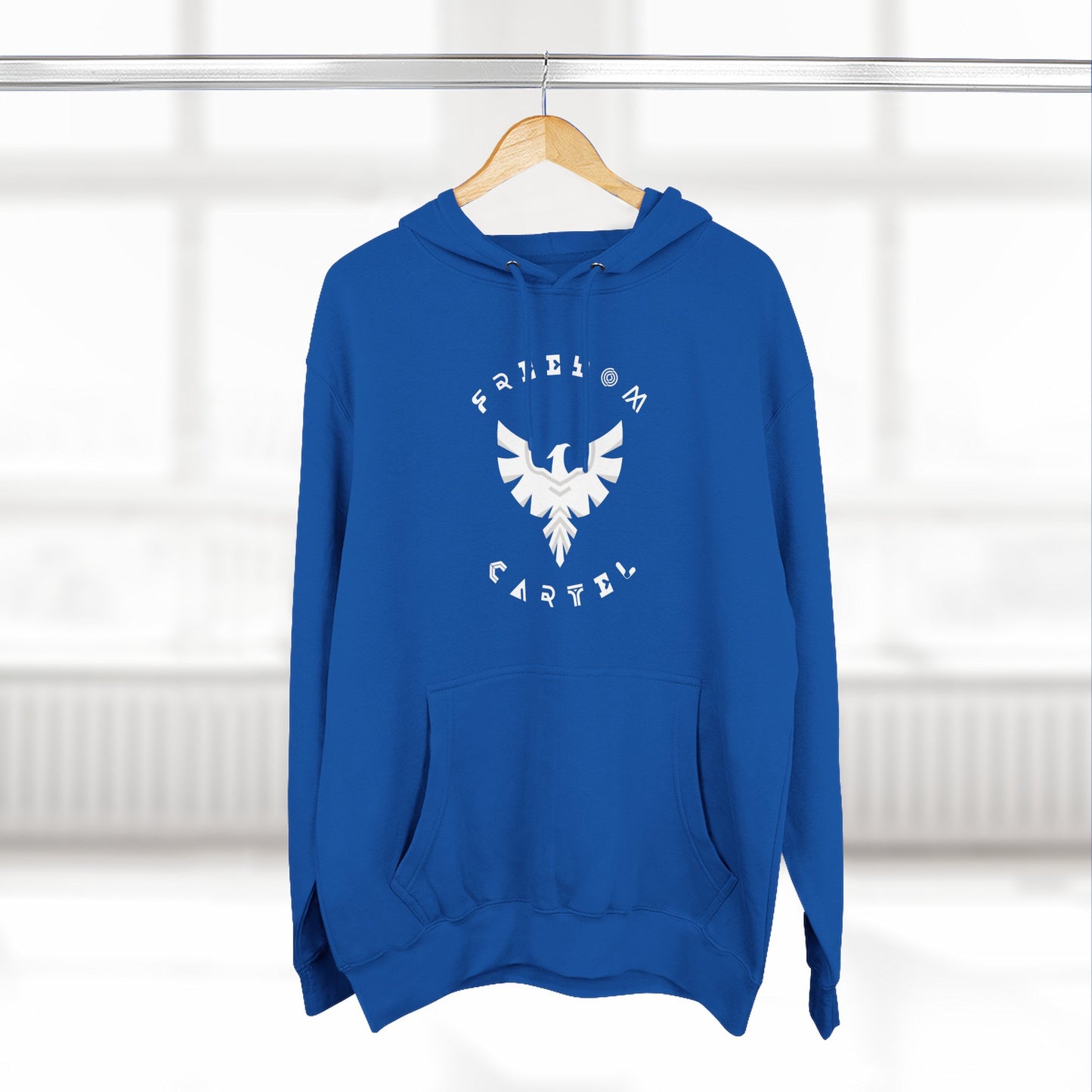 Fleece Hoodie with FREEDOM CARTEL WHITE  logo