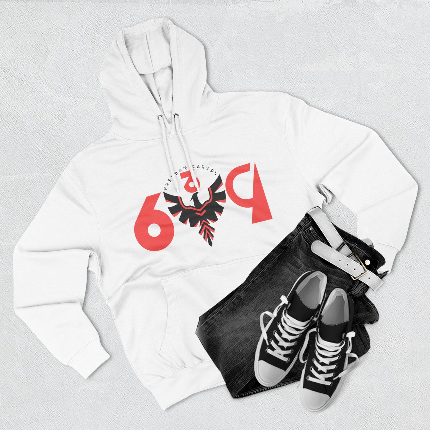 Fleece Hoodie with FREEDOM CARTEL 6-3-9 logo front an back