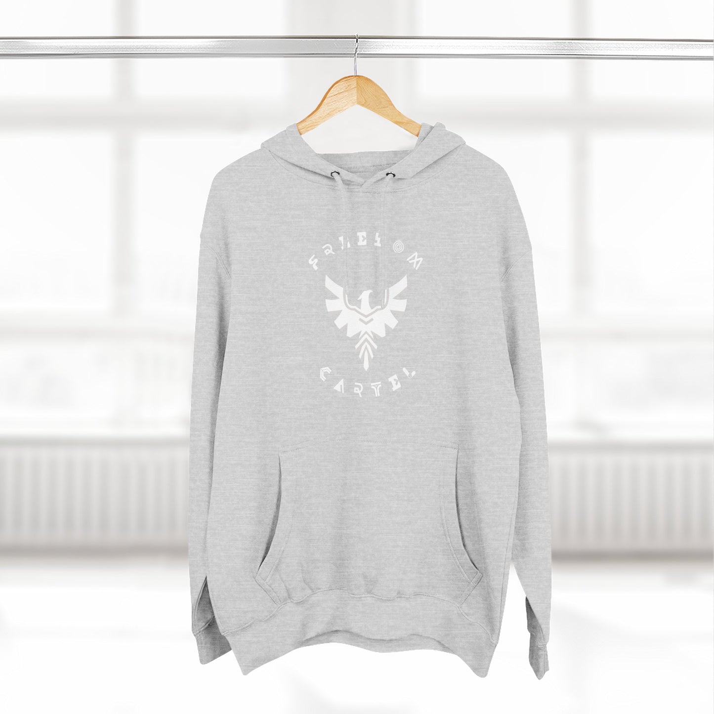 Fleece Hoodie with FREEDOM CARTEL WHITE  logo