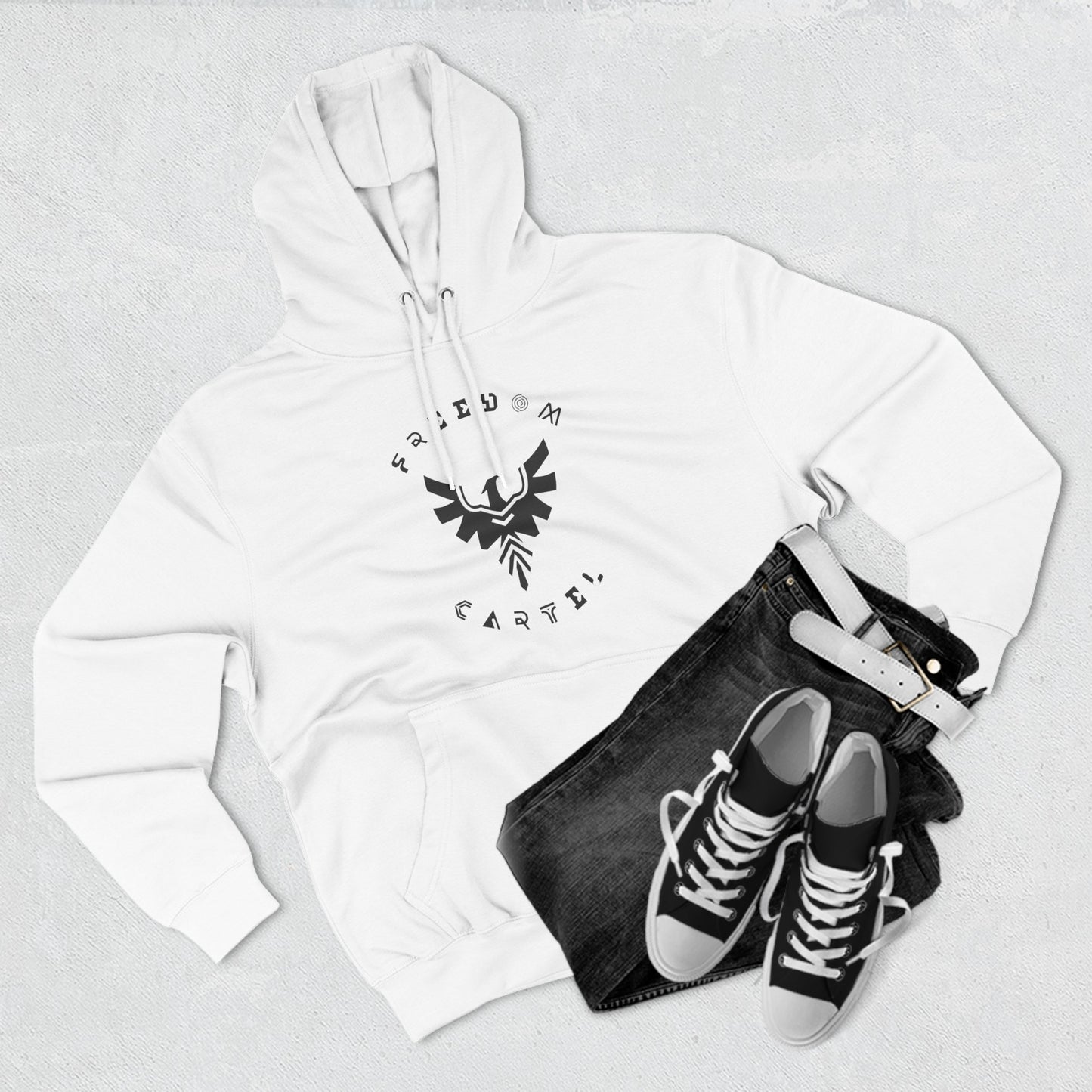 Three-Panel Fleece Hoodie with FREEDOM CARTEL logo