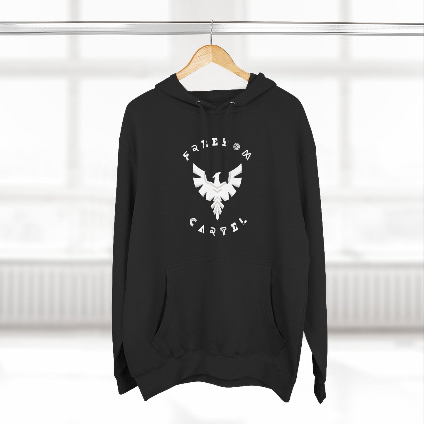Fleece Hoodie with FREEDOM CARTEL WHITE  logo