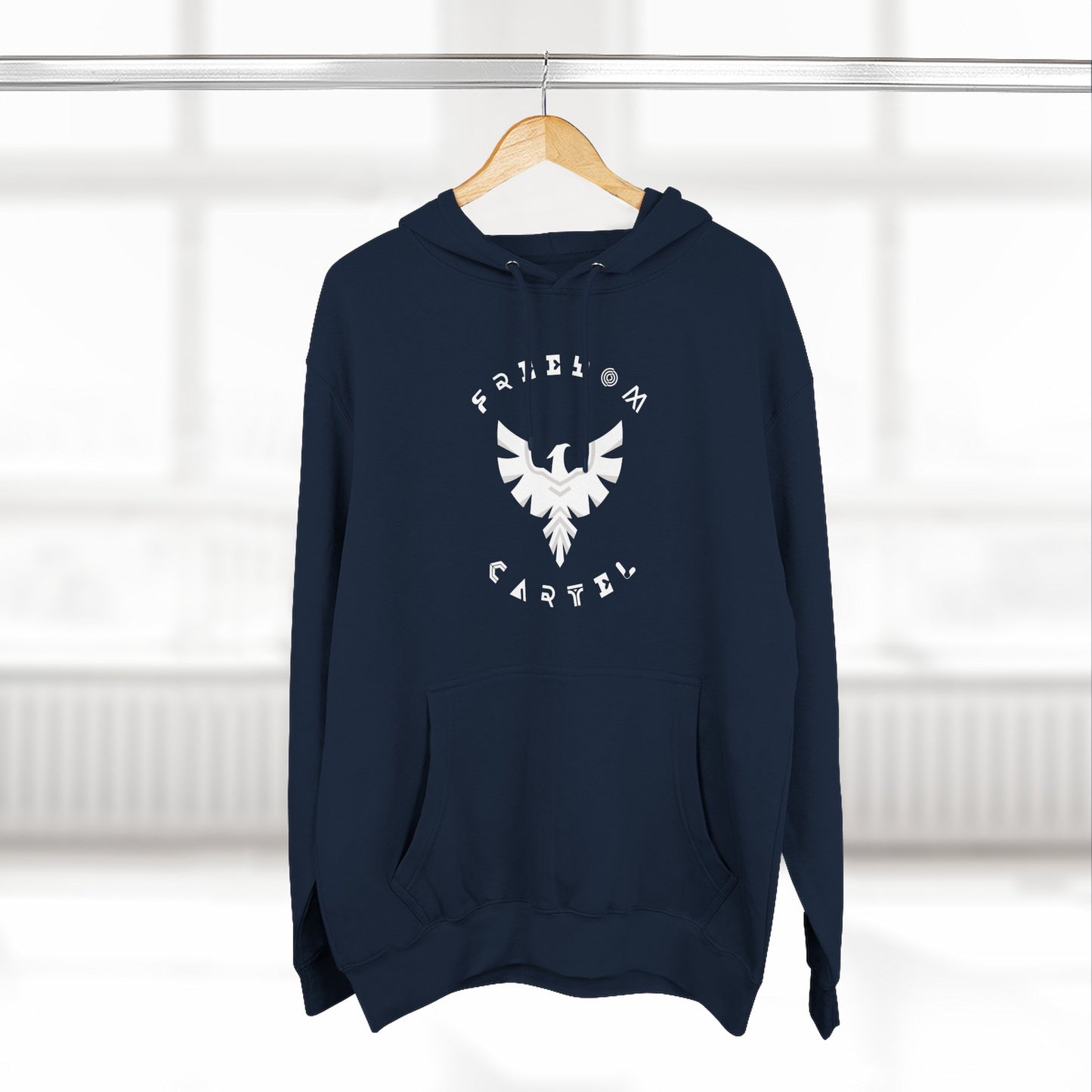 Fleece Hoodie with FREEDOM CARTEL WHITE  logo