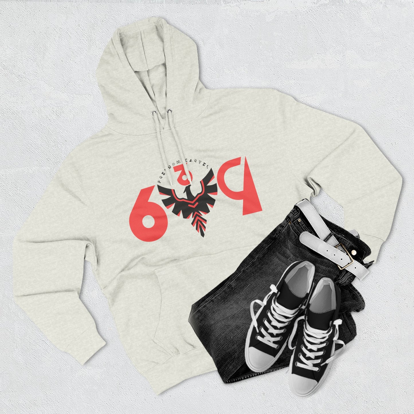 Fleece Hoodie with FREEDOM CARTEL 6-3-9 logo front an back