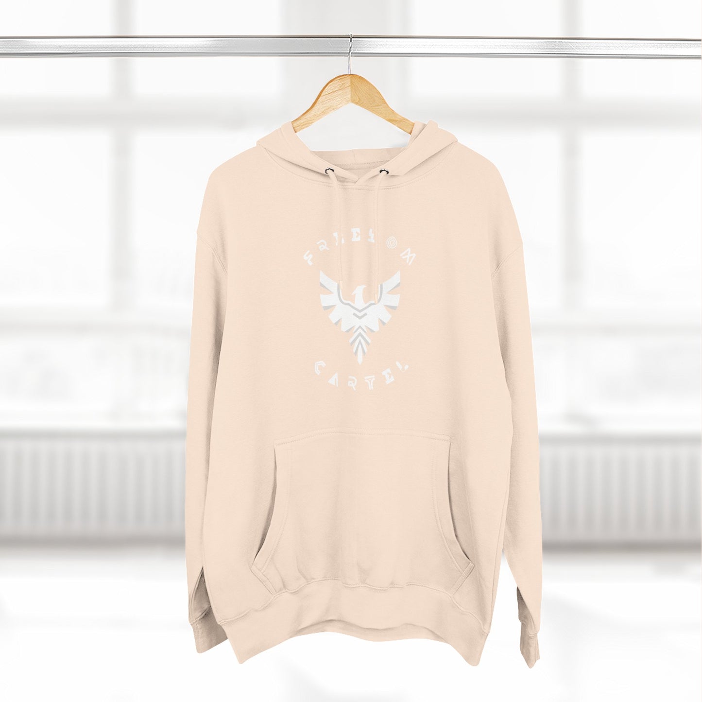 Fleece Hoodie with FREEDOM CARTEL WHITE  logo