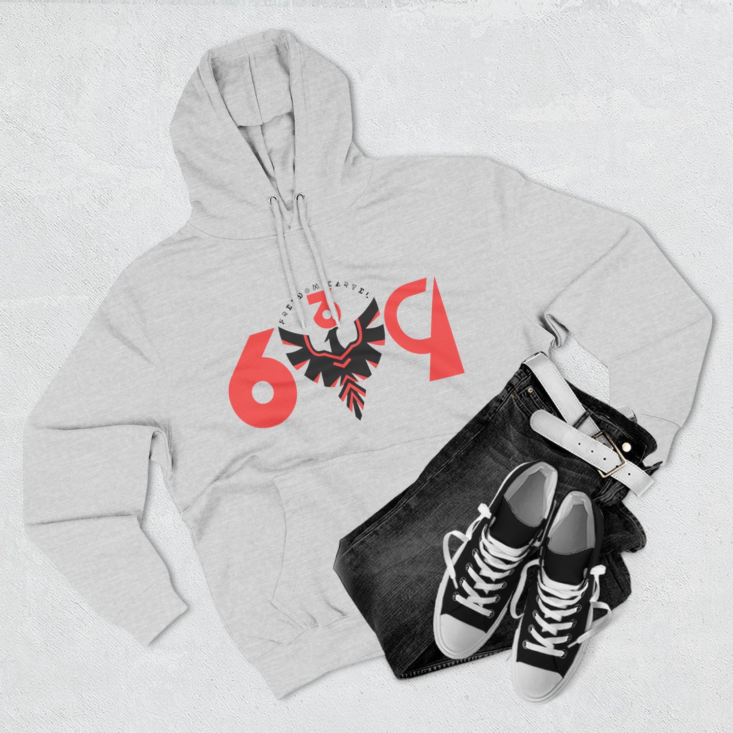 Fleece Hoodie with FREEDOM CARTEL 6-3-9 logo front an back